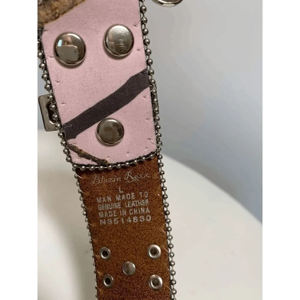 Blazin Roxx Green and Pink Camo Jeweled Western Belt